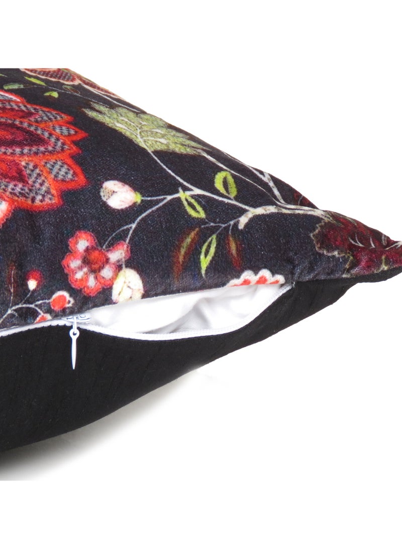 ريارا غطاء وسادة مربع مزخرف من المخمل مكون من قطعتين للديكور المنزلي مع سحاب (18 × 18 بوصة)  - Image 3