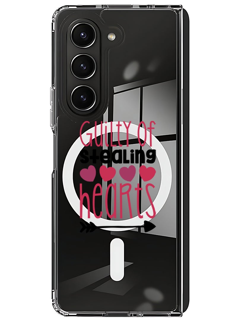 Theodor Magnetic Case for Samsung Galaxy Z Fold 6 Compatible with MagSafe Wireless Charging, Shockproof Phone Bumper Cover Guilty of Stealing hearts - Image 1