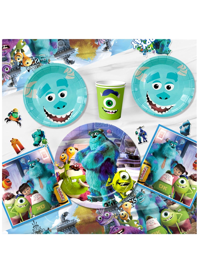 FRUITFUL PARTY - Monsters Inc Birthday Decorations for 10 Guests, 114 pcs Monster Inc Party Disposable Tableware Set Monster Inc Theme Balloons Banner Backdrop - Image 1