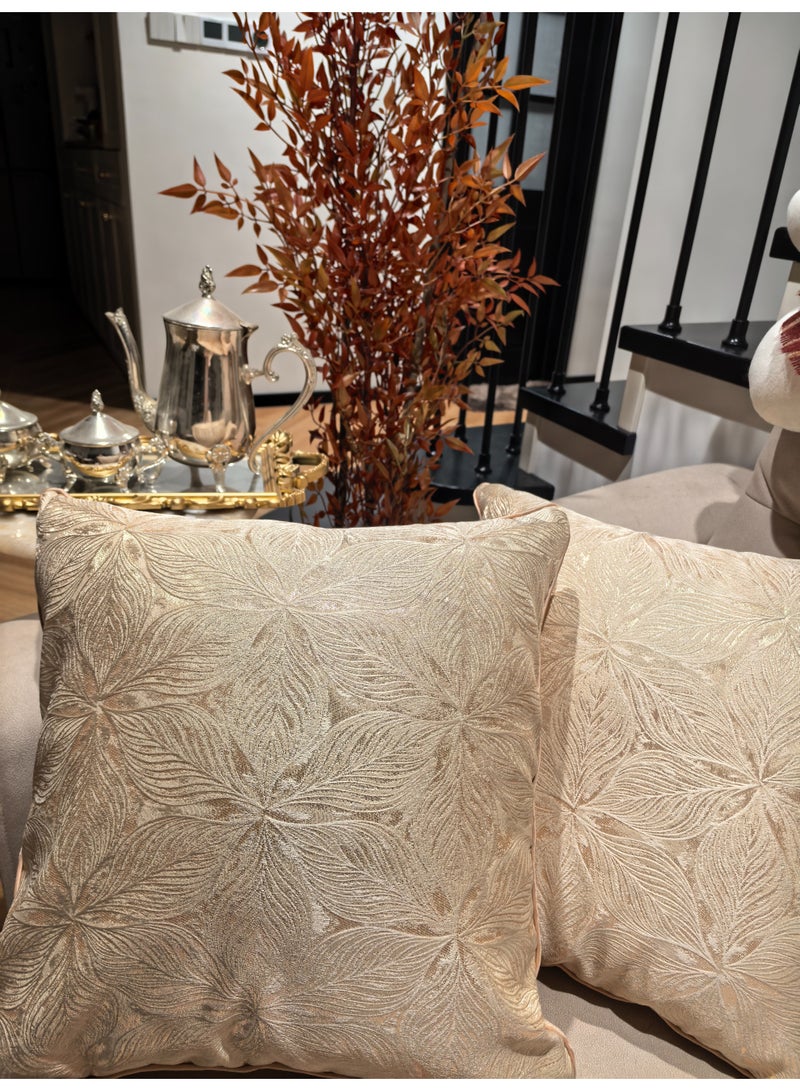 Pack of 2, noble golden flower Decorative Square Throw Pillow Cover Cushion Covers Pillowcase, Home Decorations for Sofa Couch Bed Chair 18x18 Inch/45x45 cm - Image 1