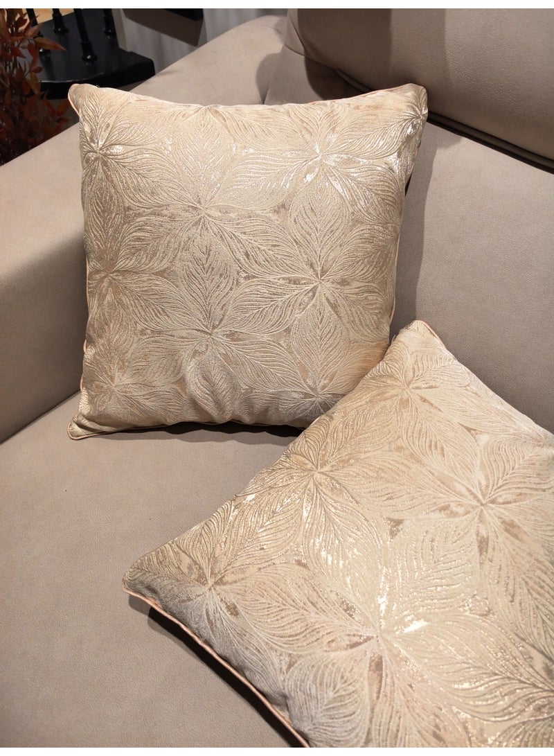 Pack of 2, noble golden flower Decorative Square Throw Pillow Cover Cushion Covers Pillowcase, Home Decorations for Sofa Couch Bed Chair 18x18 Inch/45x45 cm - Image 2