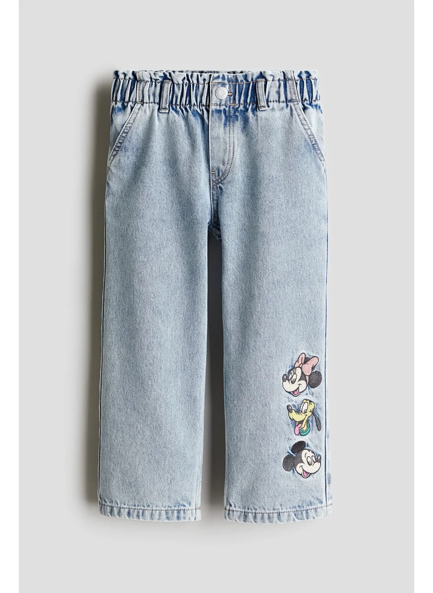 اتش اند ام Motif-Detail Wide Leg Jeans