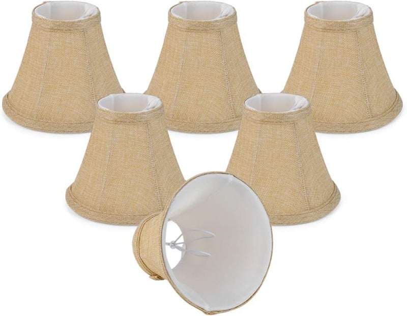 Wellmet Small Lamp Shade,ONLY for Candle Bulbs,Clip-on Drum Lamp Shades,Set of 6, 3x6x5 Inches - Image 1