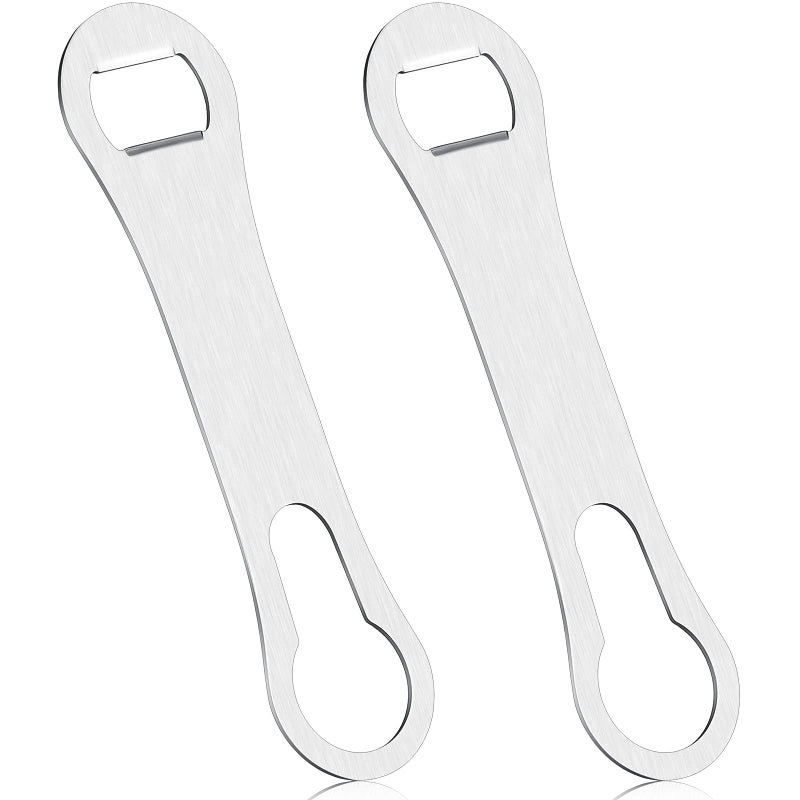 2 Pieces V Rod Bottle Opener and Pour Spout Remover Flat Dog Bone Metal Bar Speed Key Opener Stainless Steel for Bartenders Home Kitchen Silver