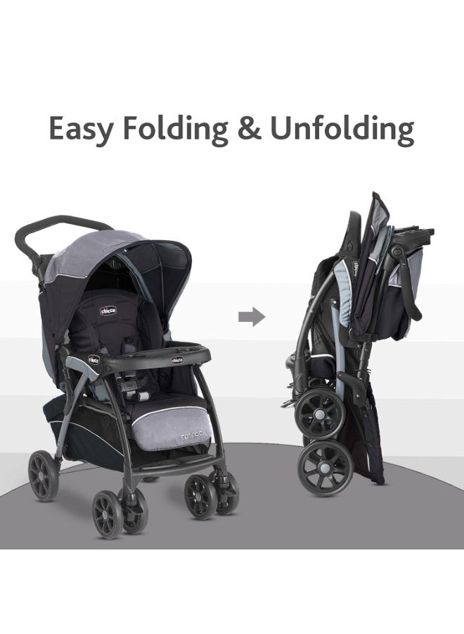 Chicco Cortina CX Stroller, Pram for 0-5 years New Born / Baby / Toddler / Kid (Boy,Girl), 8 Reclining Positions with Cradle-effect Seat, Easy One-hand Folding, Linked Brakes and Shock-proof Wheels, 3-Position Adjustable Parent Handle, 5-Point Safety Harness (Upto 22 Kgs, Jet Black) - Image 2