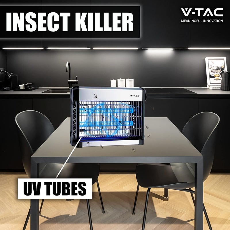 في تاك مصباح البعوض الكهربائي V-TAC بقدرة 16 واط مع منطقة تأثير 50 متر مربع - تصميم نحيف - شبكة البعوض مع أنبوب LED أزرق فوق بنفسجي للاستخدام الداخلي والخارجي - مصيدة البعوض والحشرات الكهربائية قابل للطي - Image 4