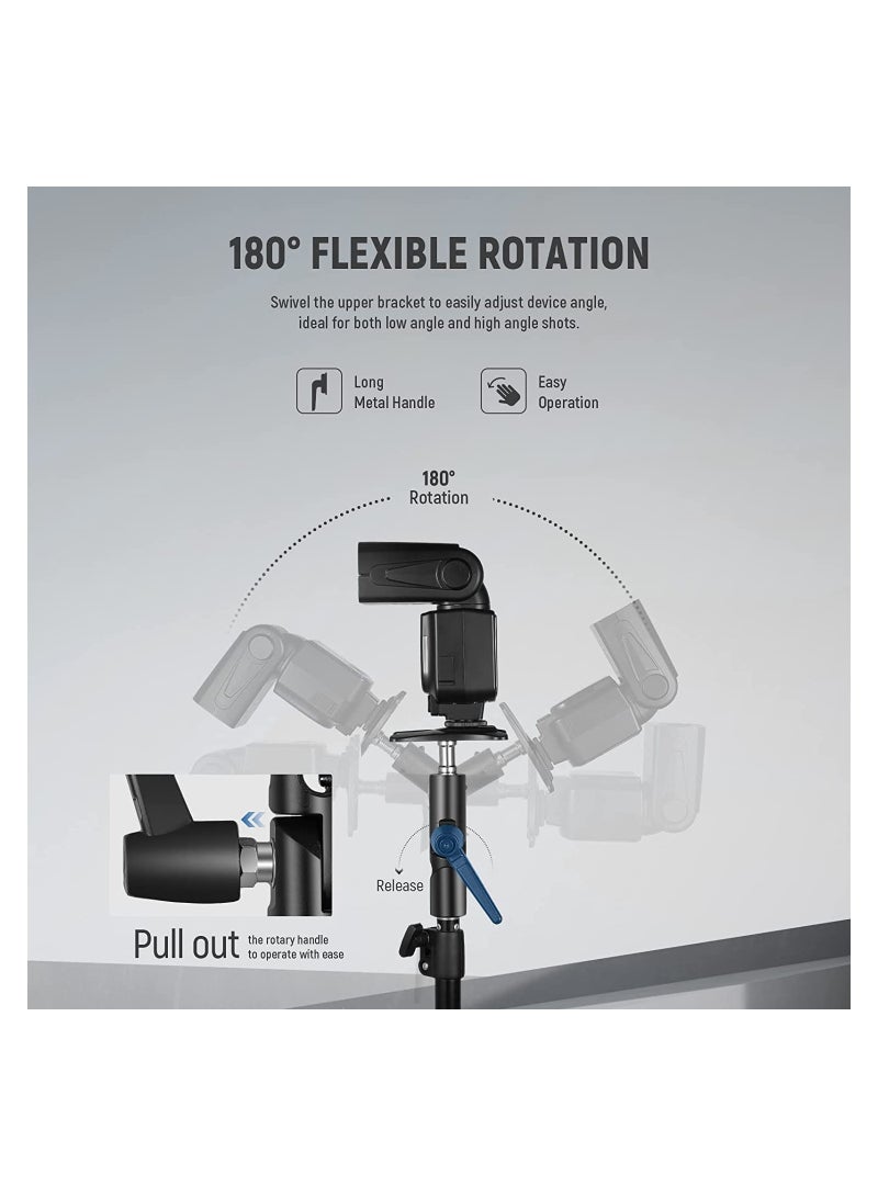 SOLARAE H-Type Camera Flash Bracket with Umbrella Softbox Holder, 180° Adjustable Metal Light Stand Adapter, 1/4" to 3/8" Screw for Speedlite LED Lamp Tripod. - Image 5