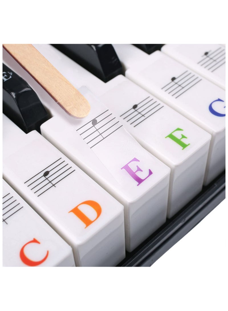 غنافوتو مجموعة ملصقات لوحة مفاتيح بيانو ذاتية اللصق عالمية لـ 37/49/54/61/76/88 مفاتيح بيضاء وسوداء موسيقى تعريف إلكتروني ملصقات حروف ملونة شفافة قابلة للإزالة للمبتدئين - Image 3