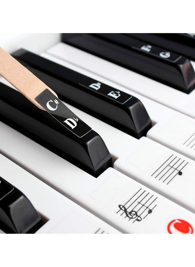 غنافوتو مجموعة ملصقات لوحة مفاتيح بيانو ذاتية اللصق عالمية لـ 37/49/54/61/76/88 مفاتيح بيضاء وسوداء موسيقى تعريف إلكتروني ملصقات حروف ملونة شفافة قابلة للإزالة للمبتدئين - Image 4