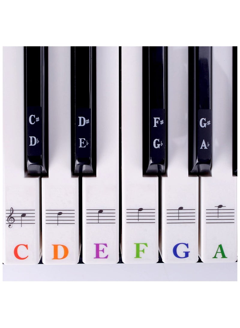 غنافوتو مجموعة ملصقات لوحة مفاتيح بيانو ذاتية اللصق عالمية لـ 37/49/54/61/76/88 مفاتيح بيضاء وسوداء موسيقى تعريف إلكتروني ملصقات حروف ملونة شفافة قابلة للإزالة للمبتدئين - Image 5