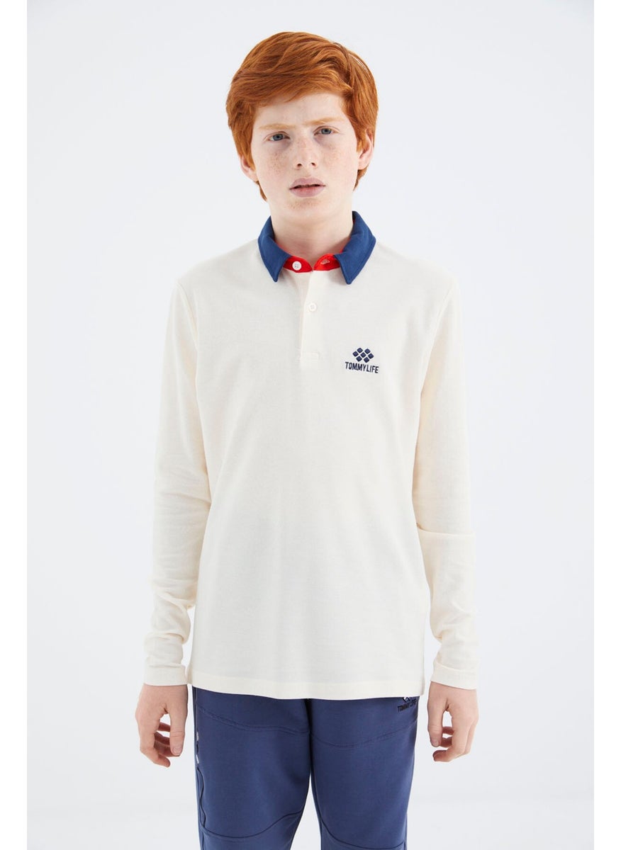 Tommy Life Ecru Polo Neck Basic Boy T-Shirt - 11171  - Image 1