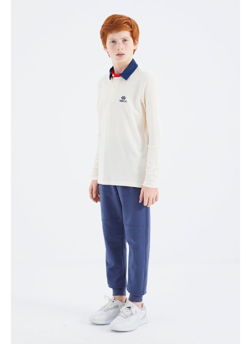 Tommy Life Ecru Polo Neck Basic Boy T-Shirt - 11171  - Image 3