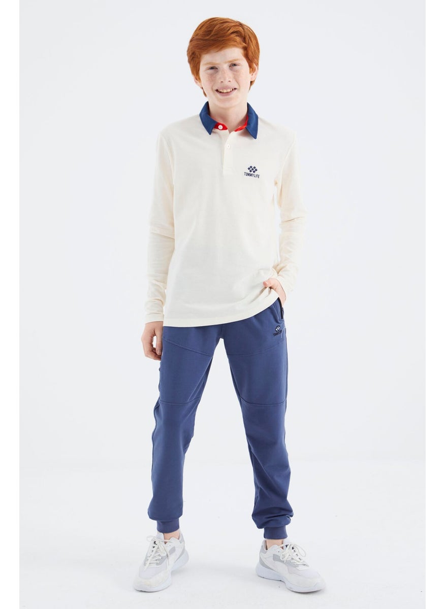 Tommy Life Ecru Polo Neck Basic Boy T-Shirt - 11171  - Image 5
