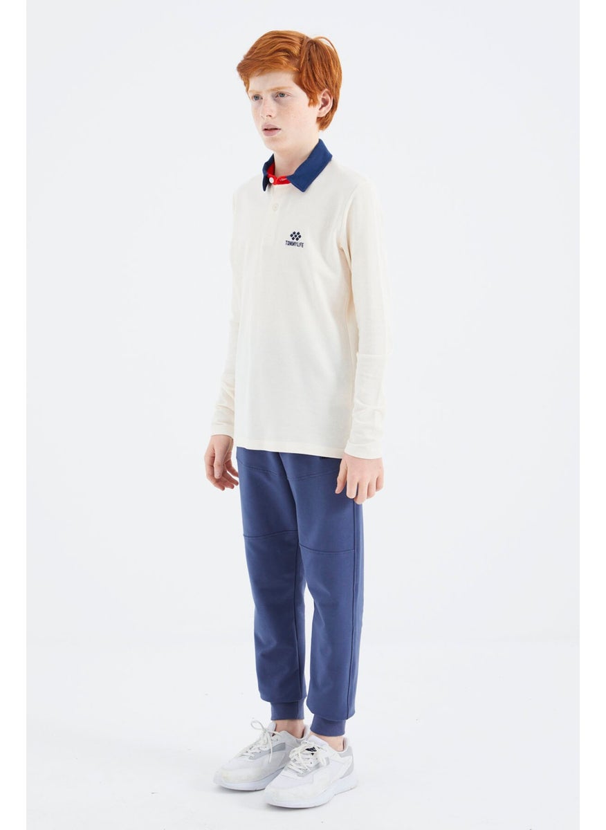 Tommy Life Ecru Polo Neck Basic Boy T-Shirt - 11171  - Image 2