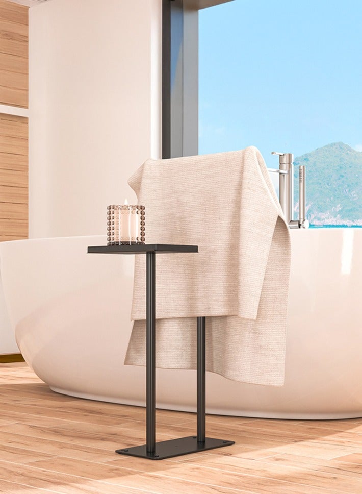 XiuWoo 2-Tier Freestanding Towel Rack, 2 in 1 Metal Towel Drying, Display Rack, Heavy Weight Bathroom Towel Rack Stand, Rustproof Towel Holder, Bathrom Storage Rack with Storage Tray - Image 1