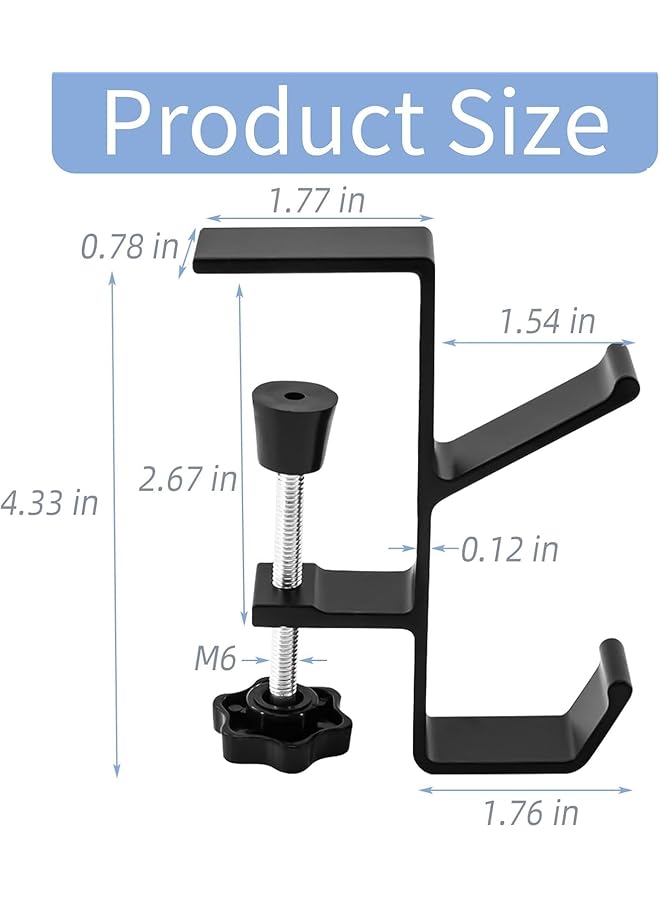 erorex Desk Mount Bag Holder Hook Clamp On Backpack Hanger Portable Desk Mount Headphones Holder Reduce Desk Clutter For Table Desk Under Counter Black  - Image 3