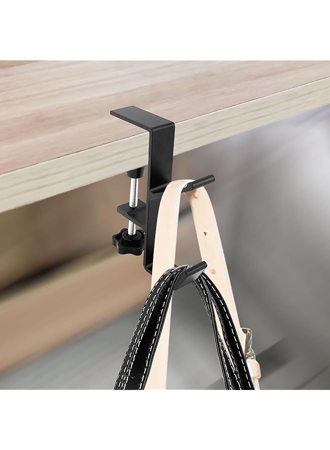erorex Desk Mount Bag Holder Hook Clamp On Backpack Hanger Portable Desk Mount Headphones Holder Reduce Desk Clutter For Table Desk Under Counter Black  - Image 2