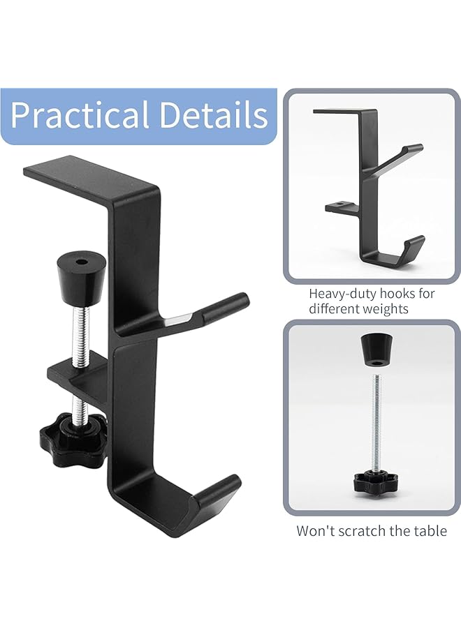 erorex Desk Mount Bag Holder Hook Clamp On Backpack Hanger Portable Desk Mount Headphones Holder Reduce Desk Clutter For Table Desk Under Counter Black  - Image 4