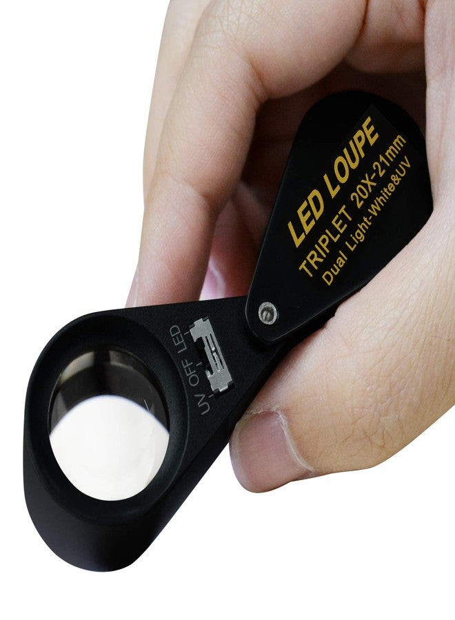 DANOPLUS 20x Magnifier Jewelry Loupe LED UV 21mm Triplet Lens Optical Glass, Pocket Gem Magnifying Tool Jeweler, Stamp Philatelist, Coin Numismatic - Image 5