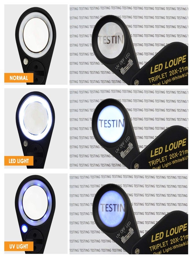 DANOPLUS 20x Magnifier Jewelry Loupe LED UV 21mm Triplet Lens Optical Glass, Pocket Gem Magnifying Tool Jeweler, Stamp Philatelist, Coin Numismatic - Image 4