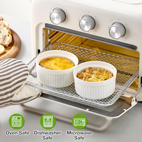 Mfacoy Ramekins with Lids Set of 6, 8 oz Porcelain Creme Brulee Souffle Ramekins with Covers, White Pudding Custard Cups Ramiken for Baking, Small Bowls for Sauces Dessert, Dishwasher and Oven Safe - Image 3