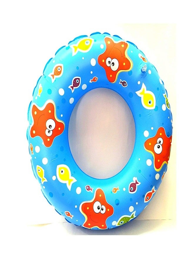 DRAUSS Fish Print Inflatable Swim Ring Blow up Floating Raft Tube for Swimming Pool Beach for Age 3-10 Years (61 cm, Printed May Change) Blue - Image 3
