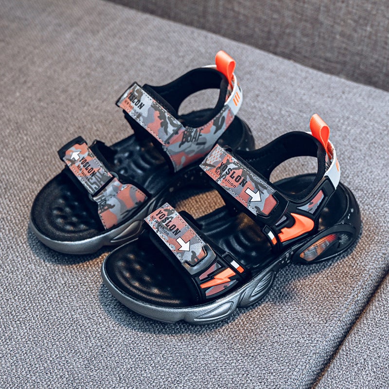Boys Sandals 2023 Beach Shoes Casual Camouflage Soft Sole Lightweight Little Boy'S Velcro Sandals - Image 5