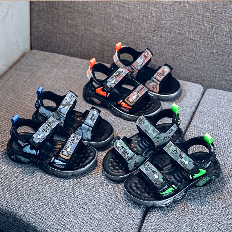 Boys Sandals 2023 Beach Shoes Casual Camouflage Soft Sole Lightweight Little Boy'S Velcro Sandals - Image 4