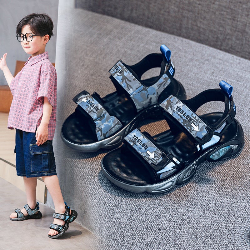 Boys Sandals 2023 Beach Shoes Casual Camouflage Soft Sole Lightweight Little Boy'S Velcro Sandals - Image 3