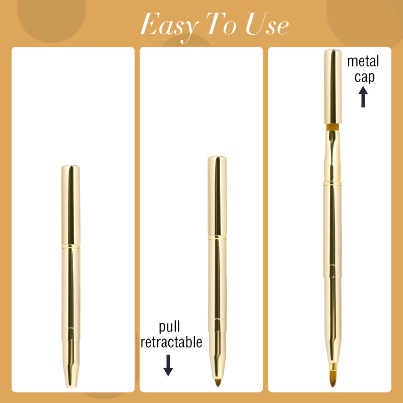 Sliverdew 2 Pack Retractable Lip Brush for Lipstick Lip Gloss Double-Ended Lip Makeup Brushes with Cap Lipstick Brush Applicator Travel - Image 3