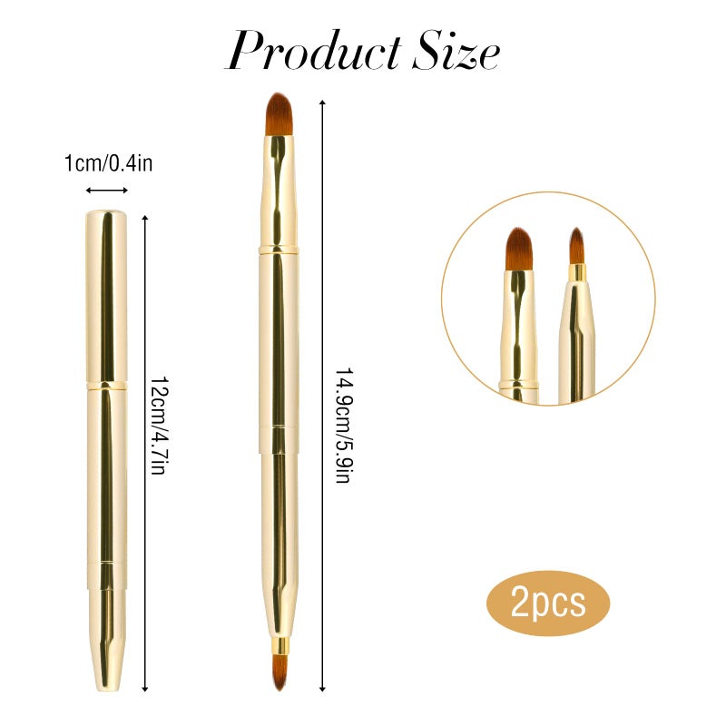 Sliverdew 2 Pack Retractable Lip Brush for Lipstick Lip Gloss Double-Ended Lip Makeup Brushes with Cap Lipstick Brush Applicator Travel - Image 5