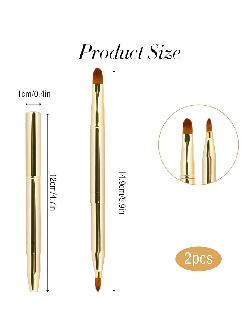 Sliverdew 2 Pack Retractable Lip Brush for Lipstick Lip Gloss Double-Ended Lip Makeup Brushes with Cap Lipstick Brush Applicator Travel - Image 2