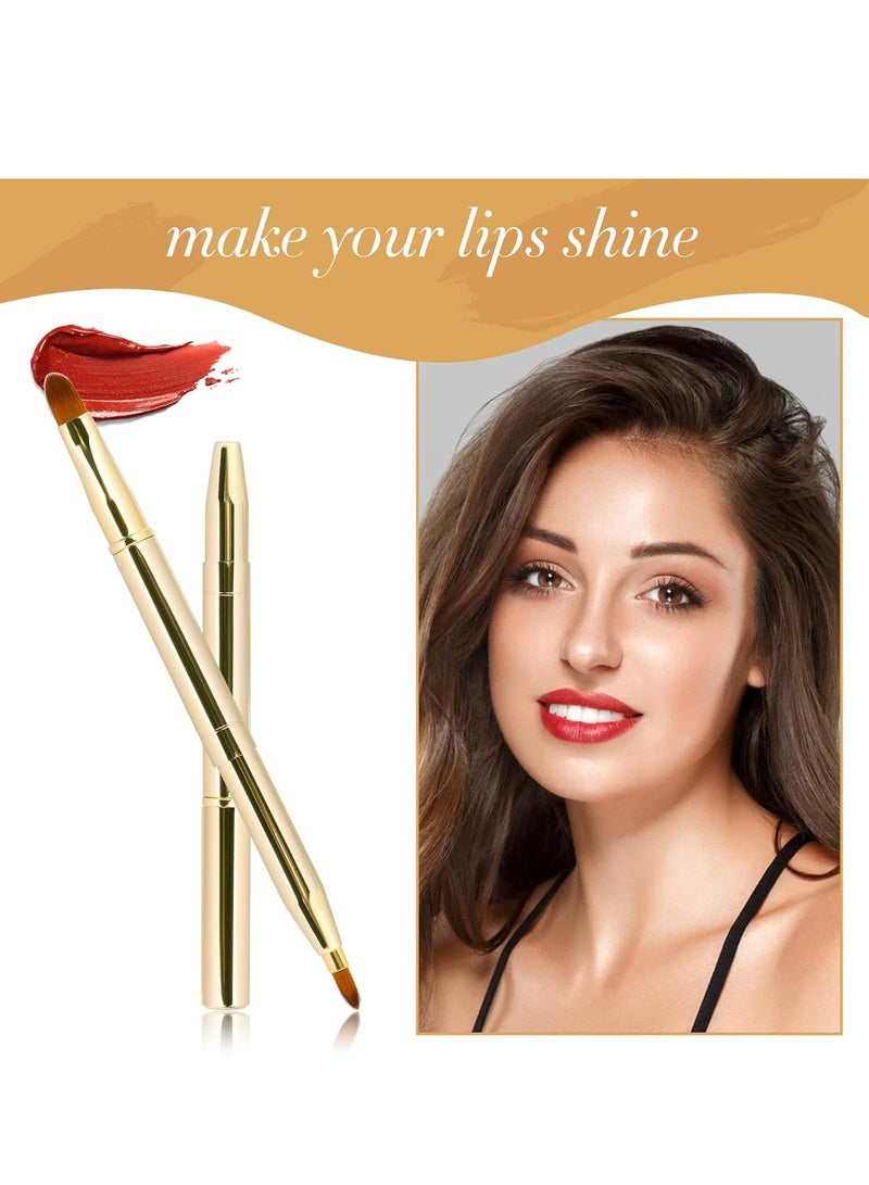 Sliverdew 2 Pack Retractable Lip Brush for Lipstick Lip Gloss Double-Ended Lip Makeup Brushes with Cap Lipstick Brush Applicator Travel - Image 4