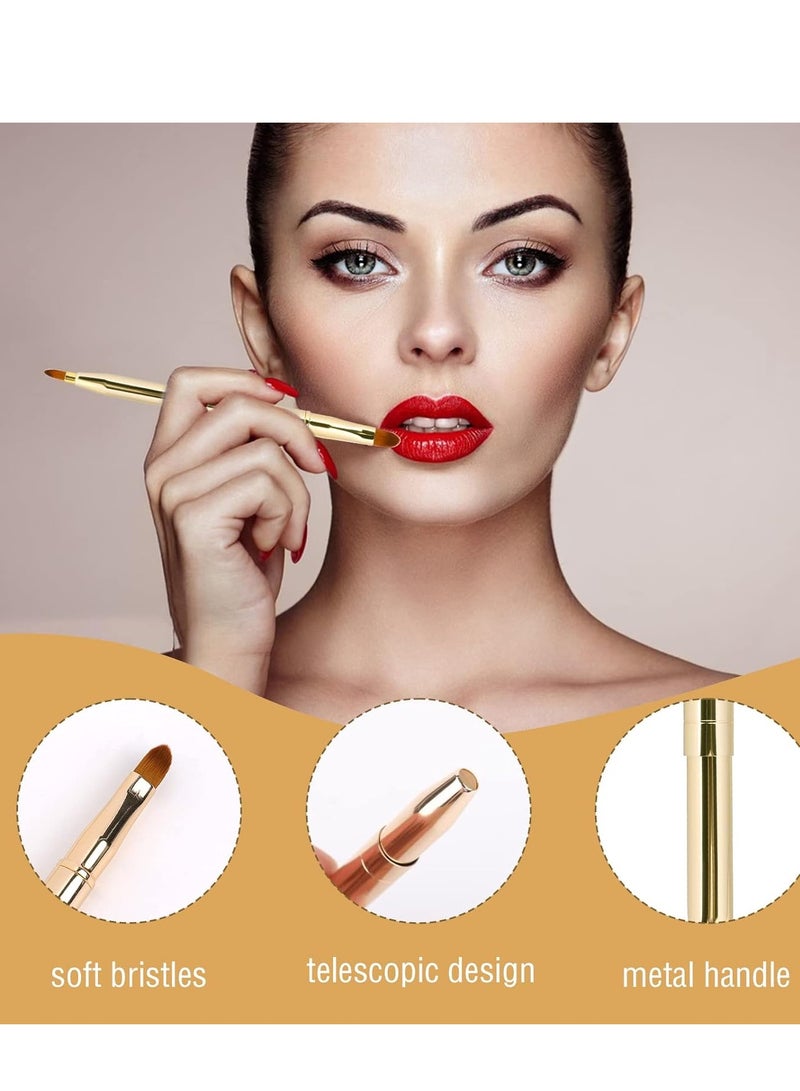 Sliverdew 2 Pack Retractable Lip Brush for Lipstick Lip Gloss Double-Ended Lip Makeup Brushes with Cap Lipstick Brush Applicator Travel - Image 5