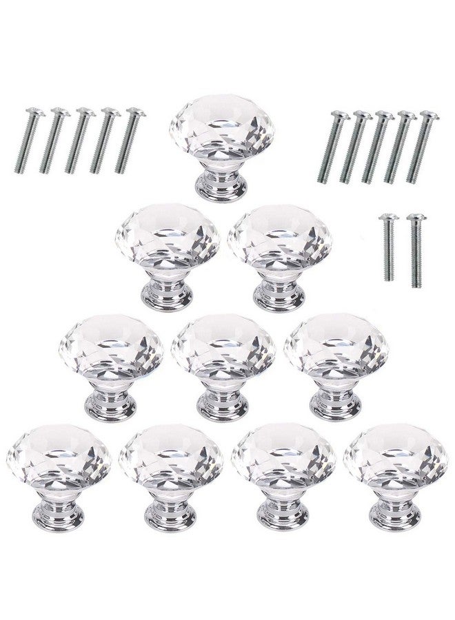 اكستور مقابض خزانة من الزجاج الكريستالي من أكستور، مقاس 30 مم، مقابض خزانة المطبخ، خزانة الملابس، خزانة الملابس، 10 قطع (شفافة) - Image 1
