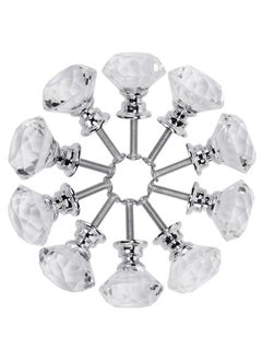 Akstore Akstore 10 Pcs Crystal Glass Cabinet Knobs 30mm Diamond Shape Drawer Kitchen Cabinets Dresser Cupboard Wardrobe Pulls Handles (Clear)  - Image 4