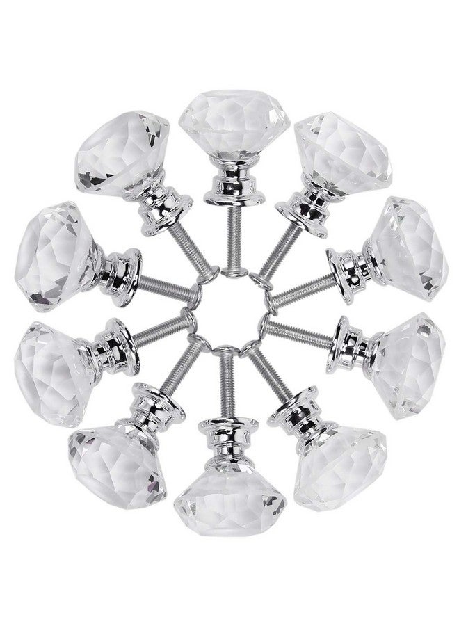 اكستور مقابض خزانة من الزجاج الكريستالي من أكستور، مقاس 30 مم، مقابض خزانة المطبخ، خزانة الملابس، خزانة الملابس، 10 قطع (شفافة) - Image 4