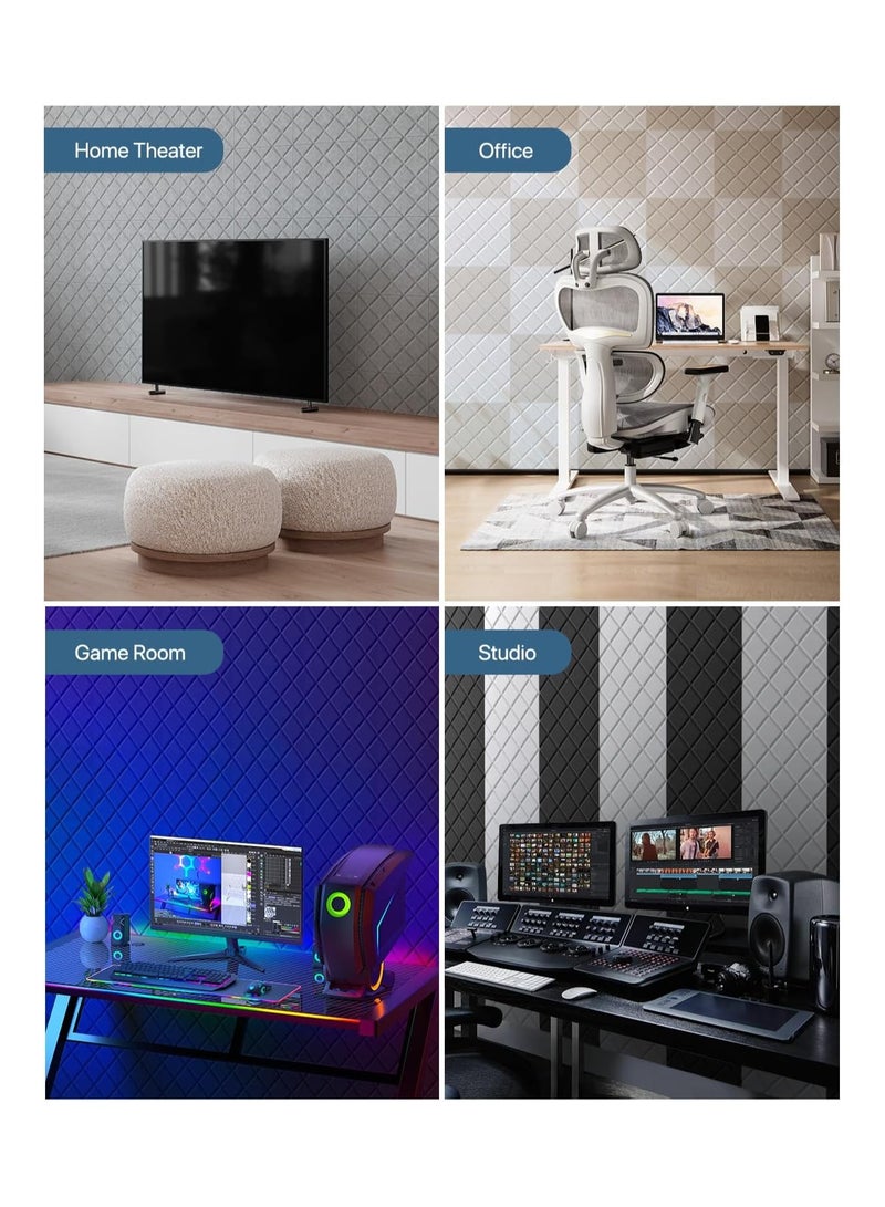 12 Pack Sound Proof Panels for Walls Self-Adhesive, Soundproof Wall Panels, Acoustic Panels Sound Absorbing High Density, Sound Dampening Panels, for Walls Bedroom Studio (12" x 12" x 0.4")