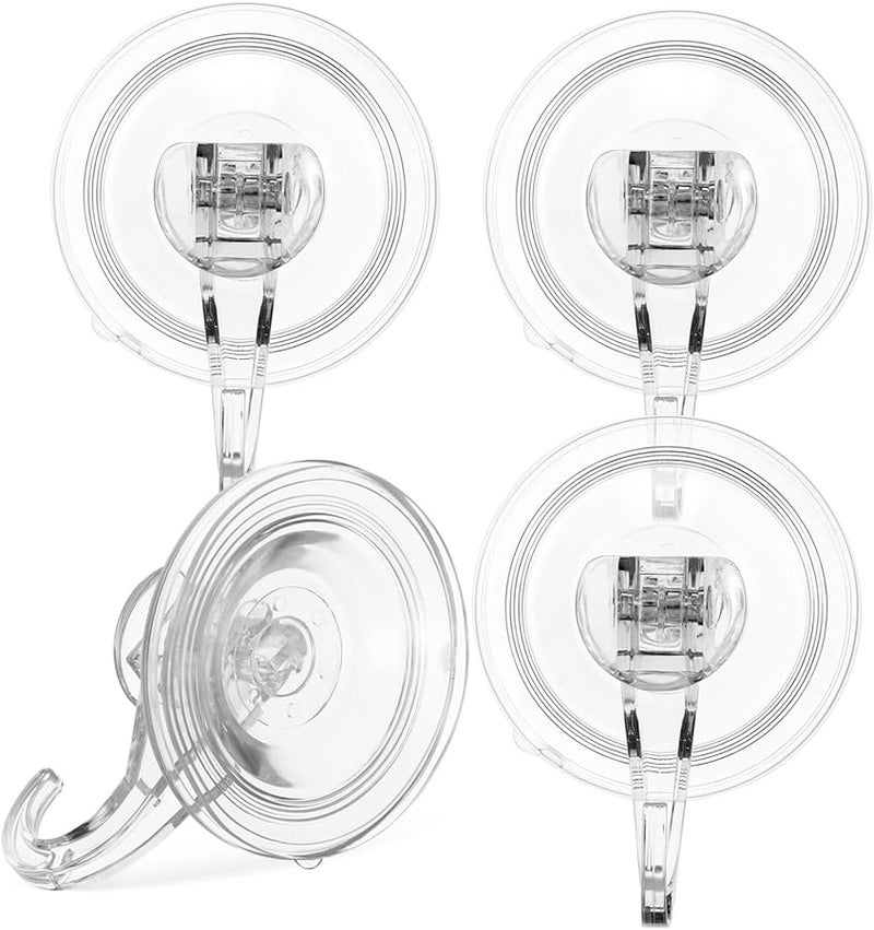 4Pcs Clear Heavy Duty Suction Cup Hooks No Drill Installation for Bathroom Kitchen - Image 1