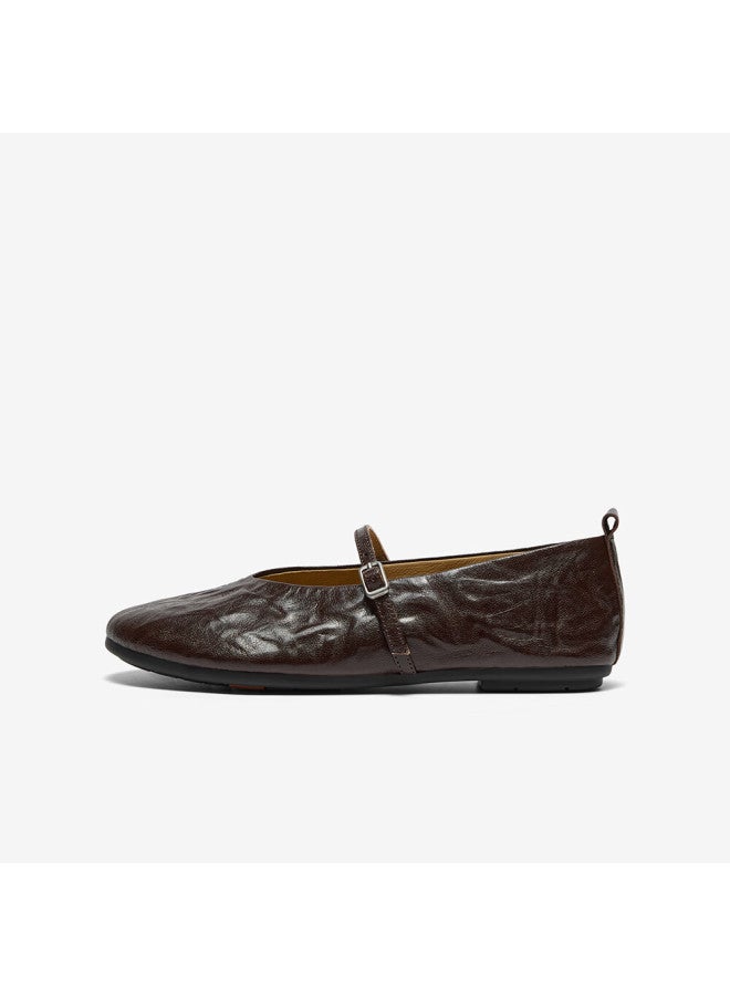 Bata Sheepskin Single Dance Spring And Autumn Soft Sole Mary Jane Shoes 53968cq5 Brown Size 39 - Image 3