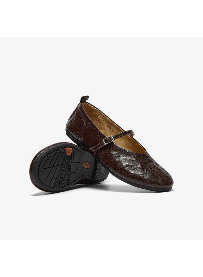 Bata Sheepskin Single Dance Spring And Autumn Soft Sole Mary Jane Shoes 53968cq5 Brown Size 39 - Image 5