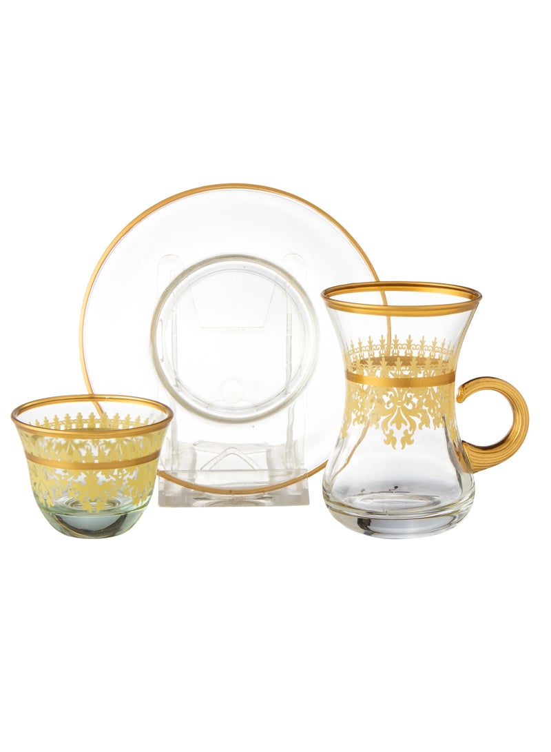 byblos A Saudi tea and coffee set consisting of 18 pieces, 6 tea cups + 6 tea saucers + 6 Saudi coffee cups - Image 1