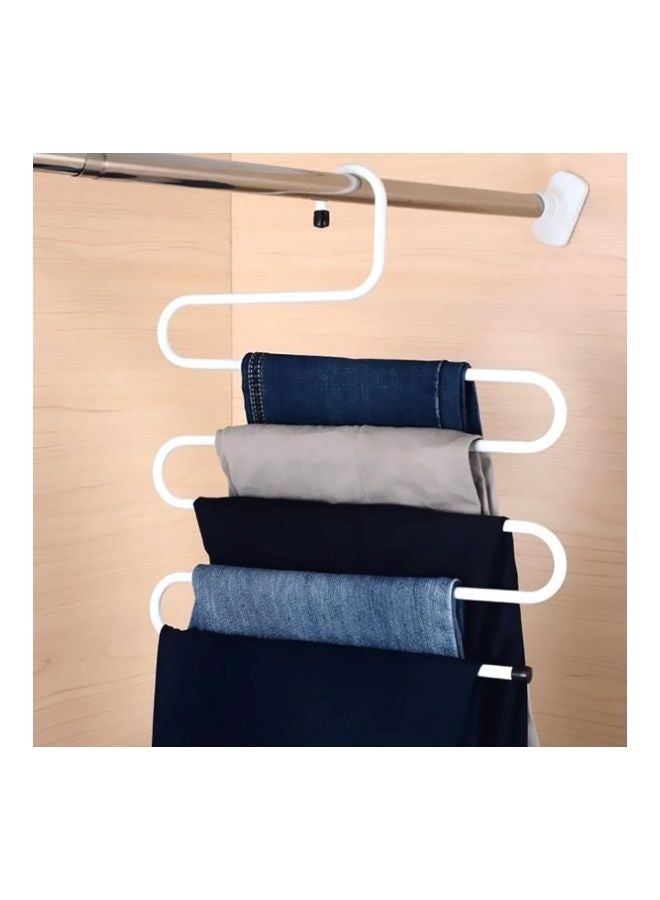 1 PACK Pants Hanger Multi-layer 5 Layers Jeans Trouser Hanger Closet Organize Storage Stainless Steel Rack Space Saver for Tie Scarf Jeans Towel Clothes White - Image 3