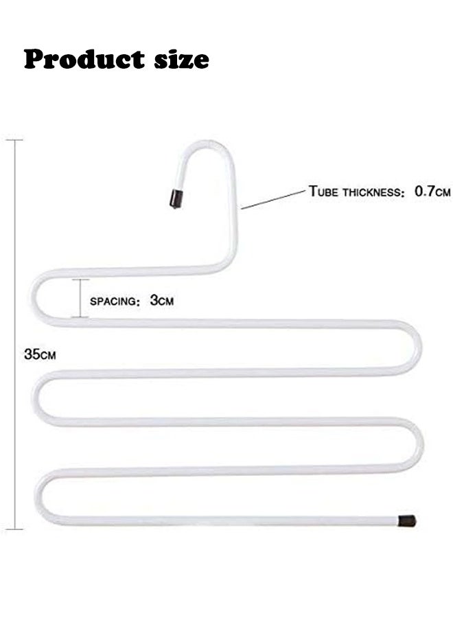 1 PACK Pants Hanger Multi-layer 5 Layers Jeans Trouser Hanger Closet Organize Storage Stainless Steel Rack Space Saver for Tie Scarf Jeans Towel Clothes White - Image 2