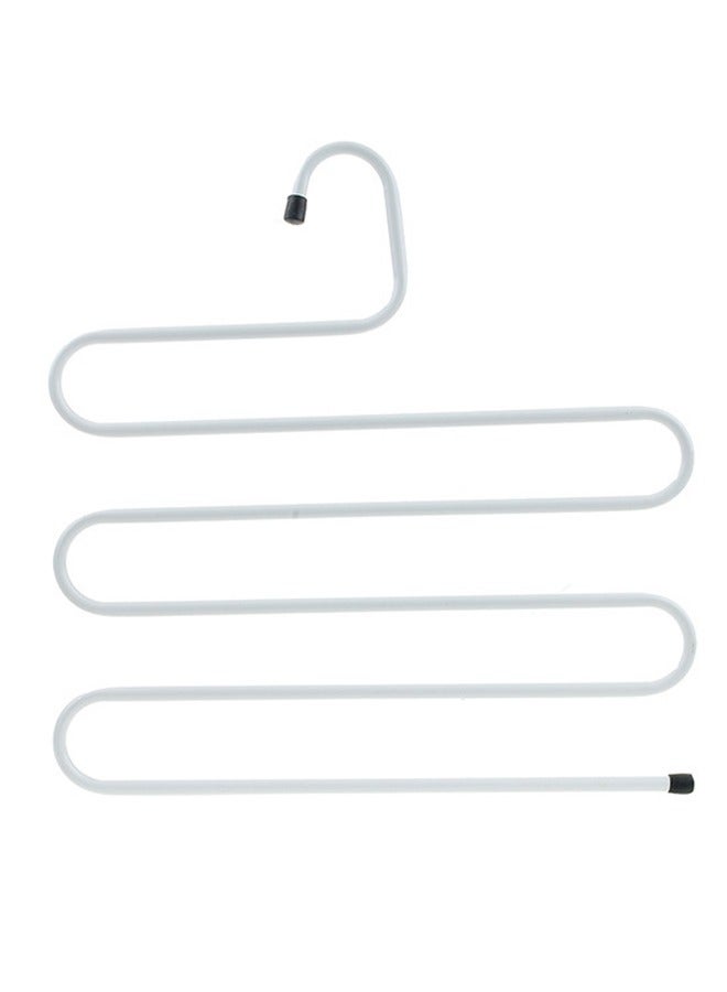 1 PACK Pants Hanger Multi-layer 5 Layers Jeans Trouser Hanger Closet Organize Storage Stainless Steel Rack Space Saver for Tie Scarf Jeans Towel Clothes White - Image 1