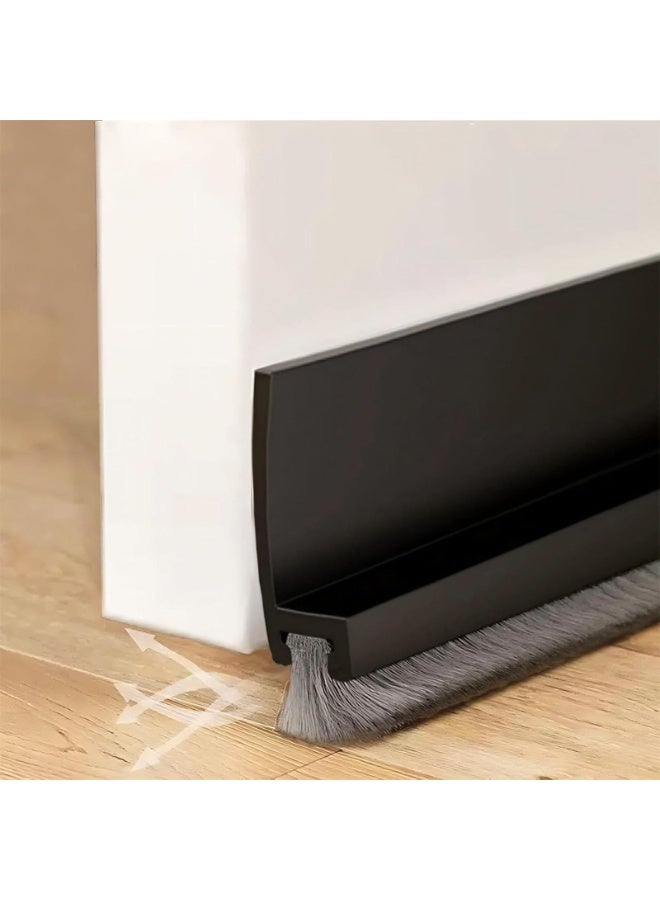 LEBOCADO Door Draft Stopper, Under Door Sweep Strip Draft Blocker, Door Seal Gap Protection Strip with Soft Brushes for Wind and Dust Protection, 1M Length for Interior and Exterior Doors - Image 1