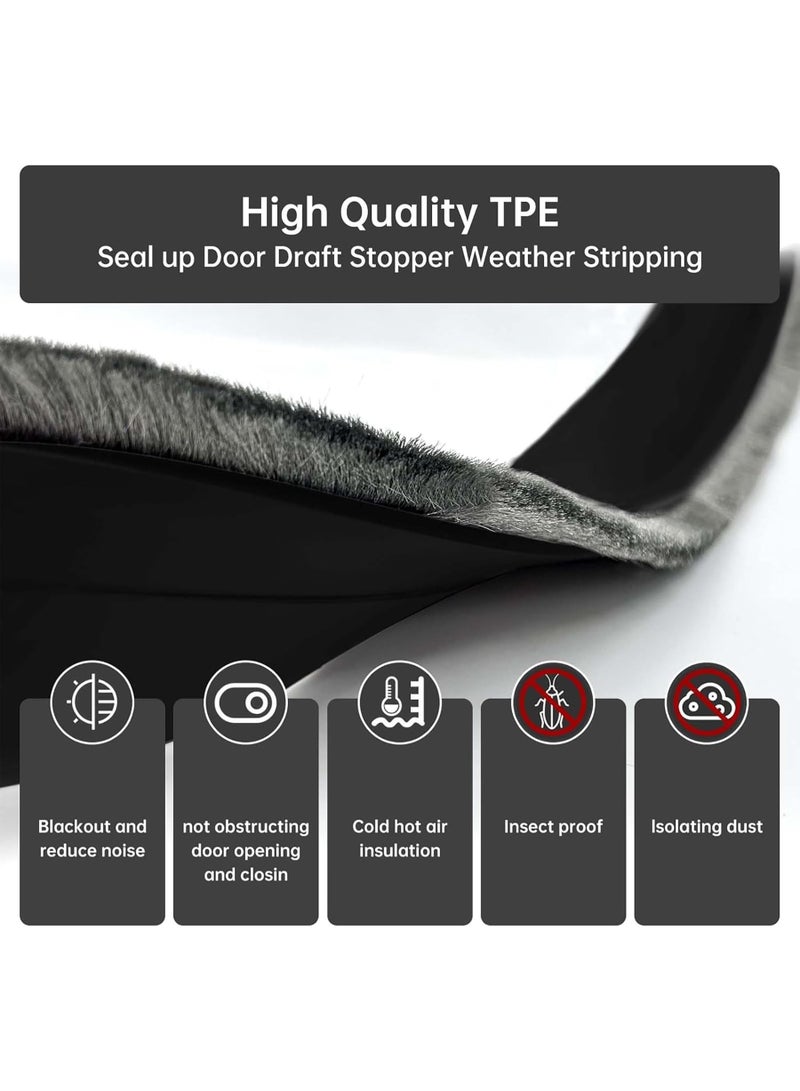 LEBOCADO Door Draft Stopper, Under Door Sweep Strip Draft Blocker, Door Seal Gap Protection Strip with Soft Brushes for Wind and Dust Protection, 1M Length for Interior and Exterior Doors - Image 2