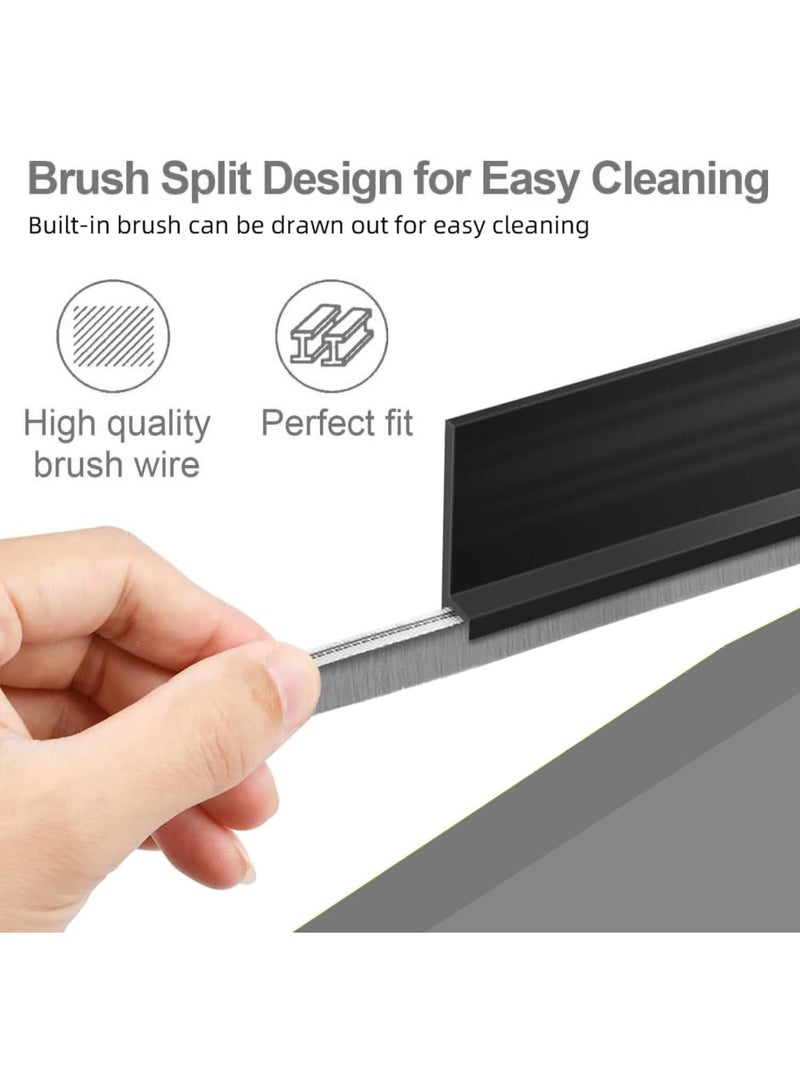 LEBOCADO Door Draft Stopper, Under Door Sweep Strip Draft Blocker, Door Seal Gap Protection Strip with Soft Brushes for Wind and Dust Protection, 1M Length for Interior and Exterior Doors - Image 3