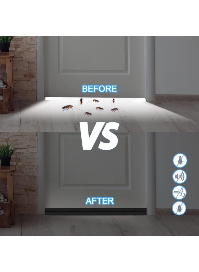 LEBOCADO Door Draft Stopper, Under Door Sweep Strip Draft Blocker, Door Seal Gap Protection Strip with Soft Brushes for Wind and Dust Protection, 1M Length for Interior and Exterior Doors - Image 4