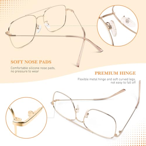 LINVO Fake Glasses Non-Prescription Clear Lens Metal Frame Fashion Eyewear for Women Men - Image 4